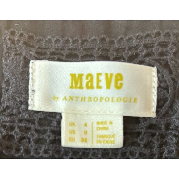 Maeve Anthropologie Vintage Floral Wrap Midi Dress Yellow Trim Size 0 XS - Picture 4 of 13